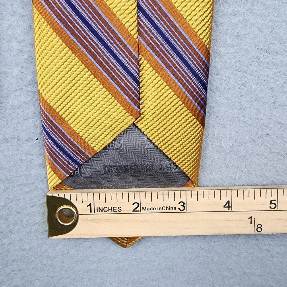 Robert Talbott Best Of Class Tie Mens One Size Yellow Striped Silk Woven USA